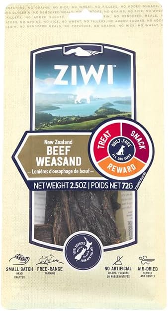 ZIWI Dog Chews Treats – All Natural, Air-Dried, Single Protein, Grain-free, High-Value Treat, Snack, Reward (Beef Weasand) 2.5 Ounce (Pack of 1)