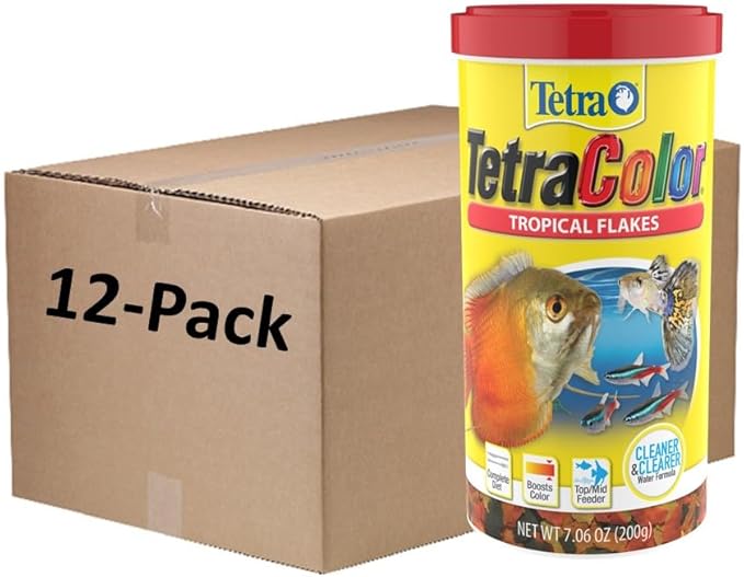 TetraColor Tropical Flakes, Color Boosting Fish Food, Nutritionally Balanced Diet for Tropical Fish, 7.06 oz (12 Pack)