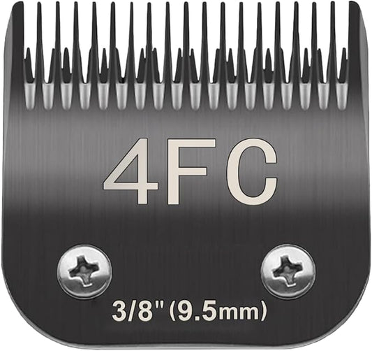 4FC Pet Dog Grooming Detachable Blades, Compatible with Andis Size-4FC Cut Length 3/8"(9.5mm), Most A5,KM Series Clippers,Made of Ceramic Blade (Black)