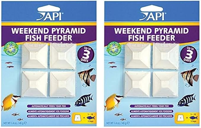 API Weekend Pyramid Fish Feeder 3-Day Automatic Fish Feeder 1.4 oz 4Count Pack (Pack of 2)