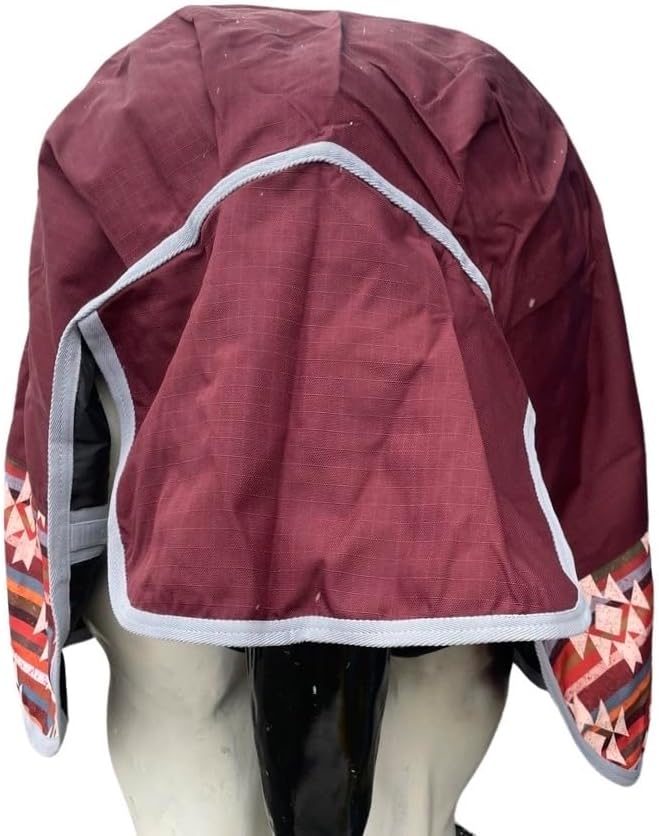 1200 Denier Horse RAIN Sheet | Horse Turnout Sheet | Horse RAINSHEET (Waterproof & Breathable) (Maroon_with_Aztec_Bottom, 80)