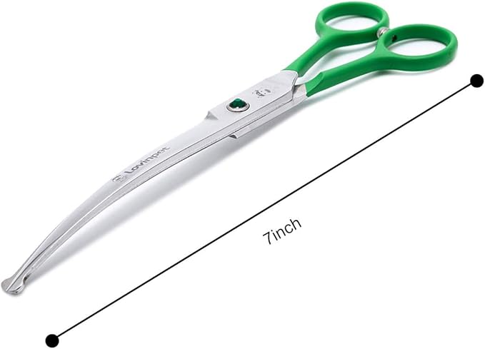 LovinPet Pet 7" Curved Scissor Right/Left-Handed Pet Round-Tip Grooming 6CR Stainless Steel Safety trimming shears for Dogs and Cats (Easy use Curved Scissor)