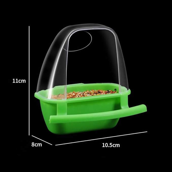 Bird Feeder Bird Cage Food Water Feeder Hanging Plastic Foods Feeding Box Parrot Cage Foods Container Cage Accessories (Green)