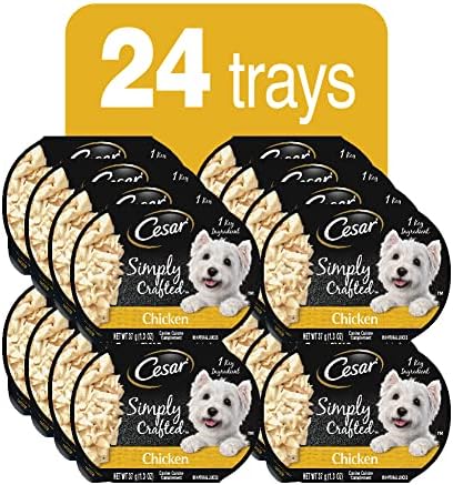 CESAR SIMPLY CRAFTED Adult Wet Dog Food Cuisine Complement, Chicken, (24) 1.3 oz. Tubs