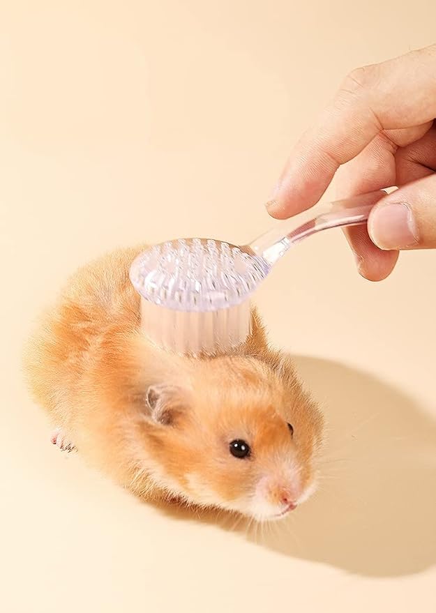 4 Pack Hamster Brush - Small Animal Bath Brush with Lid Soft Cleansing Brush Massage Combs for Hedgehog Guinea Pig Rabbit Chinchilla Ferret Small Animal Grooming Tool Cleaning Supplies-Random Color