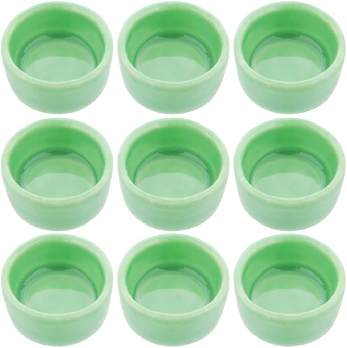 9 Pcs Small Spider Water Bowl Tarantula Ceramic Mini Dish for Tarantula Spider Millipede Tiny Bugs Terrarium Breeding Feeders (Green)