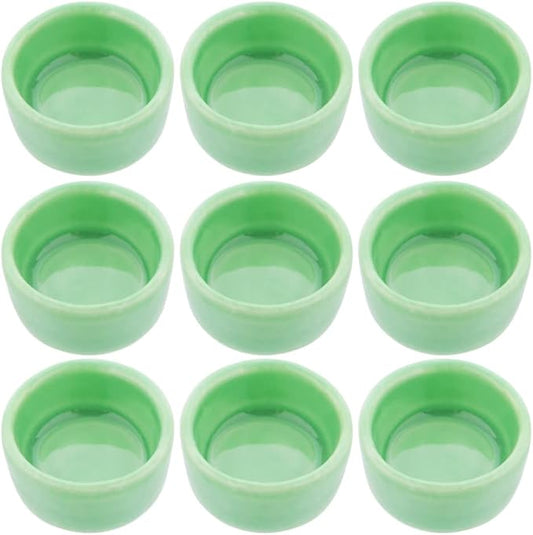 9 Pcs Small Spider Water Bowl Tarantula Ceramic Mini Dish for Tarantula Spider Millipede Tiny Bugs Terrarium Breeding Feeders (Green)