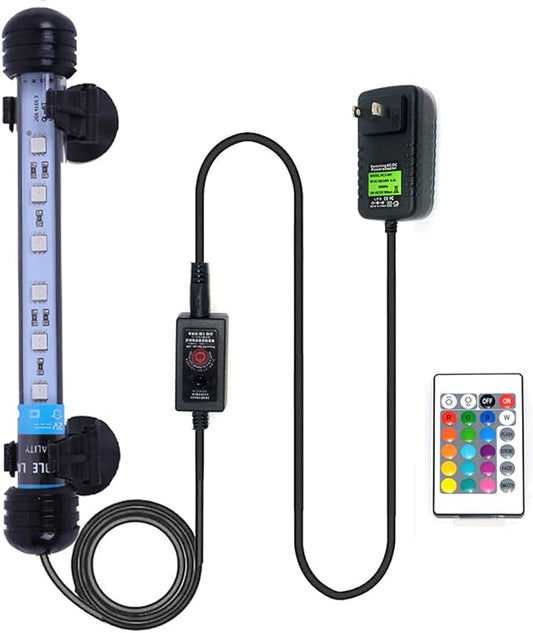 LED Aquarium Light, 7-44 Inch Waterproof Fish Light White with Blue, RGB Underwater Lamp Submersible LED Light for Fish Tank