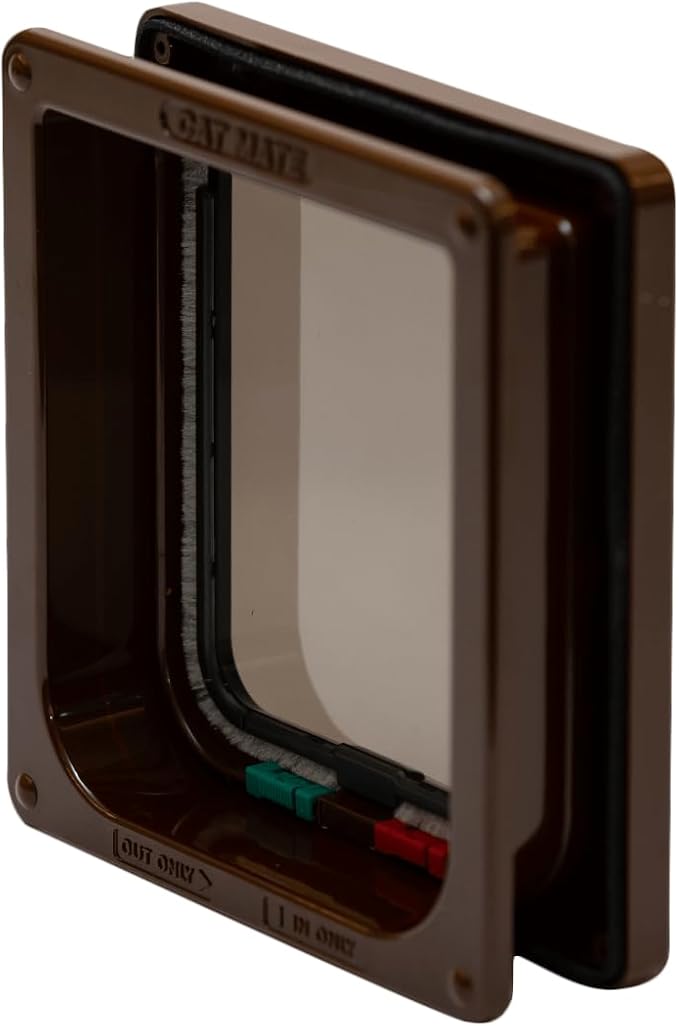 Cat Mate 4 Way Locking Cat Flap with Door Liner, Brown