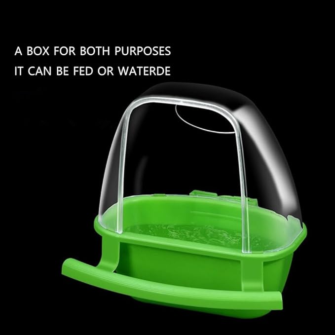 Bird Feeder Bird Cage Food Water Feeder Hanging Plastic Foods Feeding Box Parrot Cage Foods Container Cage Accessories (Green)