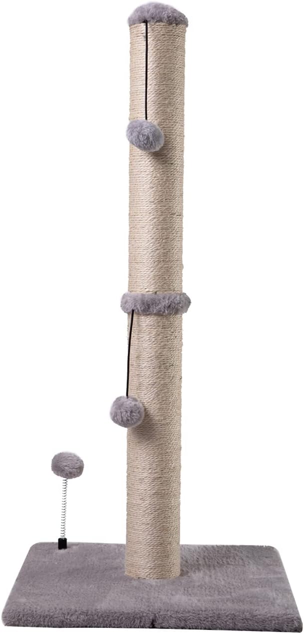 34“ Tall Cat Scratching Post Premium Basics Kitten Scratcher Sisal Scratch Posts Trees with Hanging Ball for Indoor Cats (34 inches for Adult Cats, Gray)