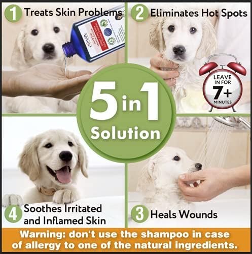 Arava Natural Medicated Dog Shampoo – Anti Yeast Anti Itch Dog Shampoo - Healthy Skin & Coat - First Aid in Hot Spots Ringworm Scrapes Abrasions & Dermatologic Infections - 400ml / 13.5 fl oz