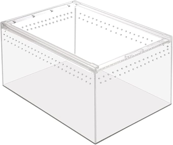 Magnetic Acrylic Reptile Enclosure Transparent terrariums Spiders encolsure Feeding Box,Amphibians pet breeding Vivarium Tank for Turtle,Frogs,Geckos,Mantis,Snakes,Scorpions,etc (Large)