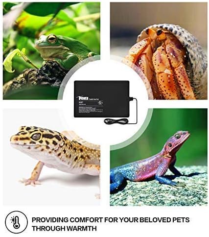 iPower 8 by 12-Inch Reptile Heat Mat Under Tank Heater Terrarium Heating Pad Ideal for Spider Snake Tarantula Hermit Crab Turtle, Black