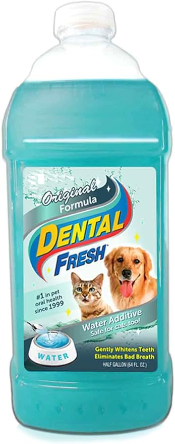 Dental Fresh Water Additive for Dogs, Original Formula, 64oz – Dog Breath Freshener and Dog Teeth Cleaning for Dog Dental Care– Add to Water