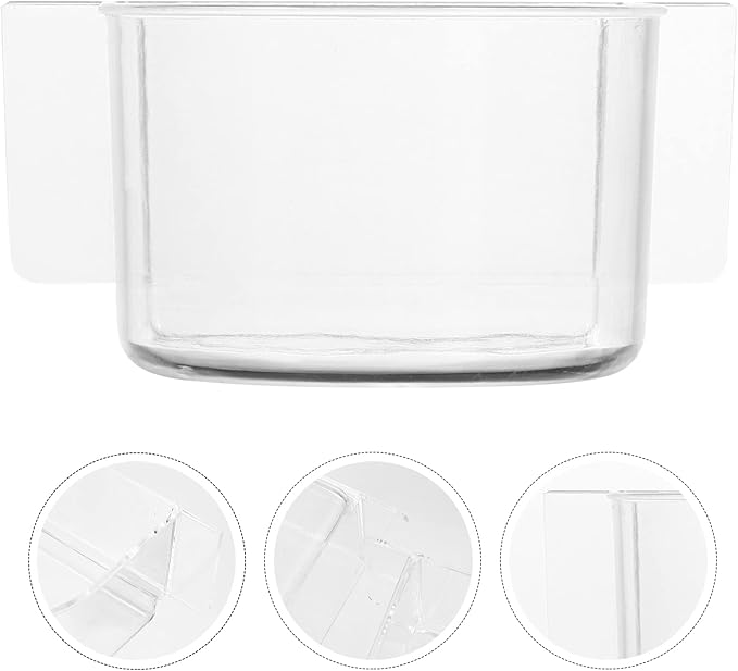 Ipetboom Bird 4 pcs Parrot Bowl Transparent Feed Parakeet Hanging Dish Conure Semicircle Feeders Water Pet Cups- Cages Cage Bowls Pigeon Feeder Small Macaw Canary Fence Cockatiel Bird Feeder