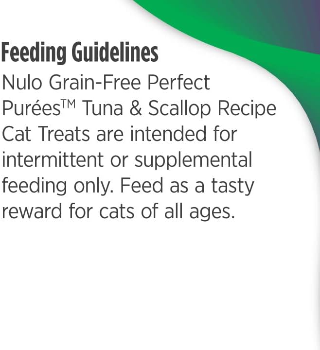 Nulo Freestyle Grain-Free Perfect Purees Premium Wet Cat Treats, Squeezable Meal Topper for Felines, High Moisture Content to Support Cat Hydration, 0.5 Ounce, Tuna & Scallop