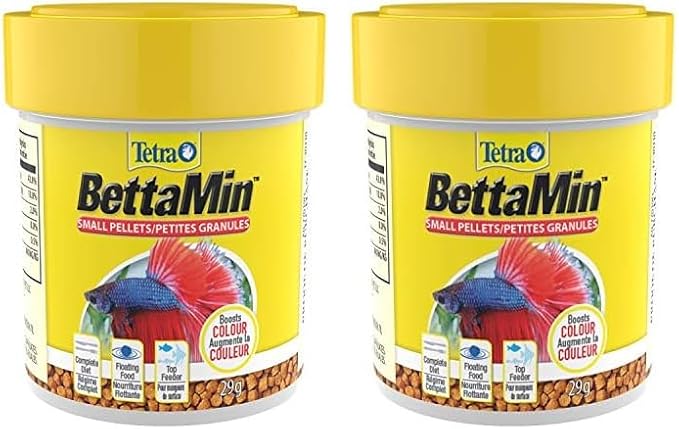 Tetra fish Aquatics Betta Small Pellets 1.02 Ounce, Complete Nutrition Plus Color Boost, Fish (Pack of 2)