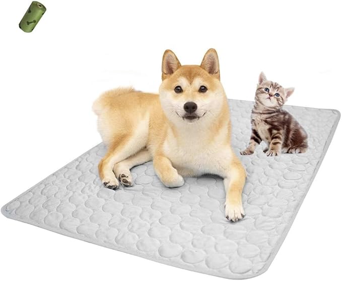Summer Cooling Mat & Sleeping Pad- Water Absorption Top, Materials Safe, Easy Carry, EZ Clean. Keep Cooling for Pets, Kids and Adults.(Grey, 28" x 22")