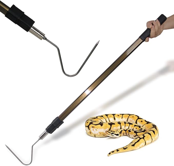 66" Snake Hook Reptile Catcher Stick Tongs Grabber Handling Tool for Rattlesnakes Python Copperhead Removal Catching