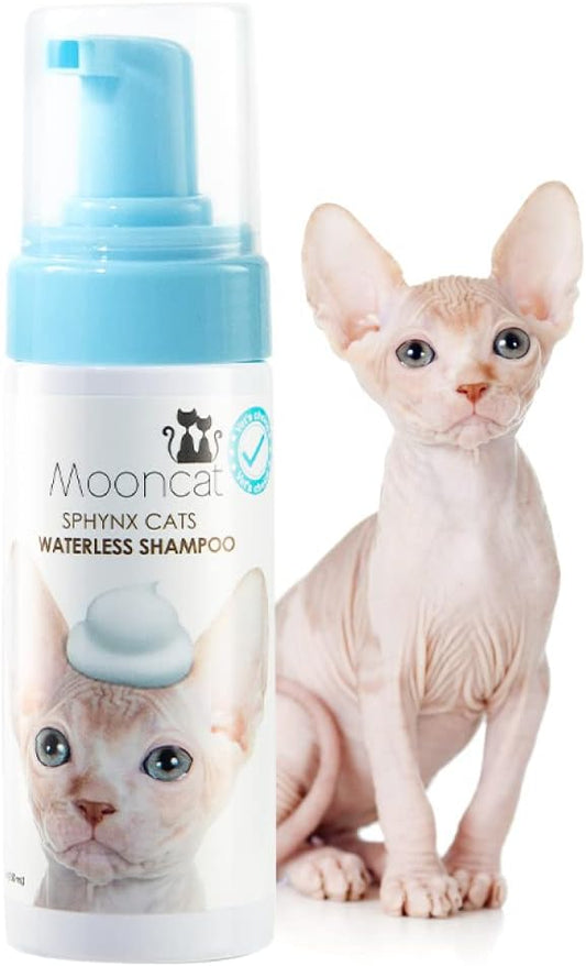 Mooncat Waterless Cat Shampoo, Licking Safe Dry Shampoo for Sphynx Cats, No Rinse Foam Cat Bath, Grooming for Cat, Kitten Sensitive Skin, Paraben Free, Oil Control, pH Balanced (5 oz) Shampoo ONLY