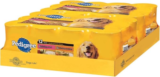 Pedigree Meaty Ground Dinner Multipack Chicken And Beef Dog Food 13.2 Ounces (Two 12-Can Cases)