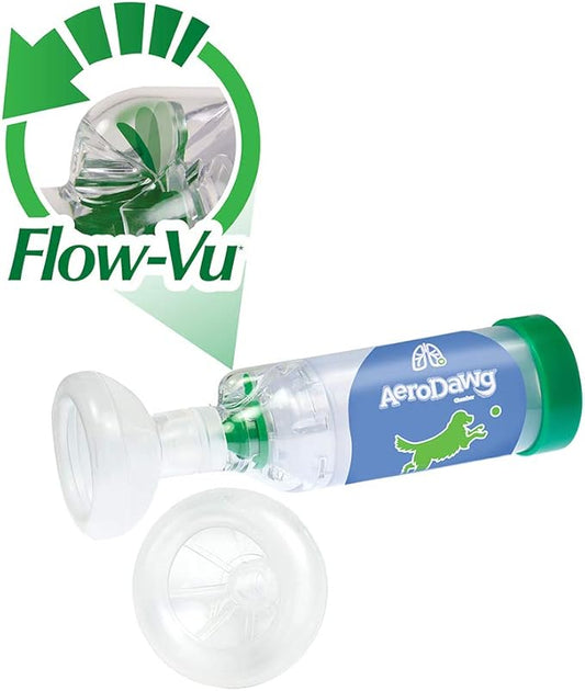 The Original Canine Aerosol Chamber Inhaler Spacer for Medium & Large Dogs with Exclusive Flow-VU Indicator