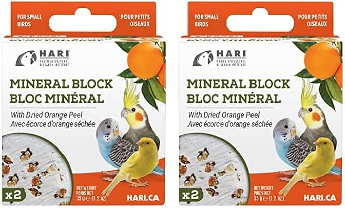 Hari Mineral Block for Birds with Dried Orange Peel, Calcium Supplement Bird Treat (82193) (Pack of 2)