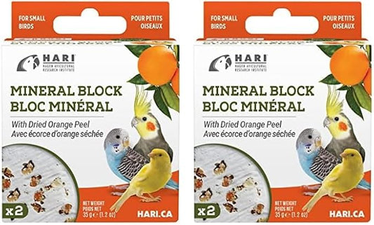 Hari Mineral Block for Birds with Dried Orange Peel, Calcium Supplement Bird Treat (82193) (Pack of 2)