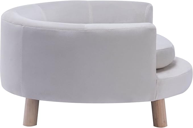 Critter Sitters 28-In. Elegant White Faux-Velvet Circular Pet Bed for Small to Medium-Sized Dogs and Cats, Stylish and Modern Dog Sofa, Comfortable and Easy to Clean Pet Sofa, Cushioned Dog Bed