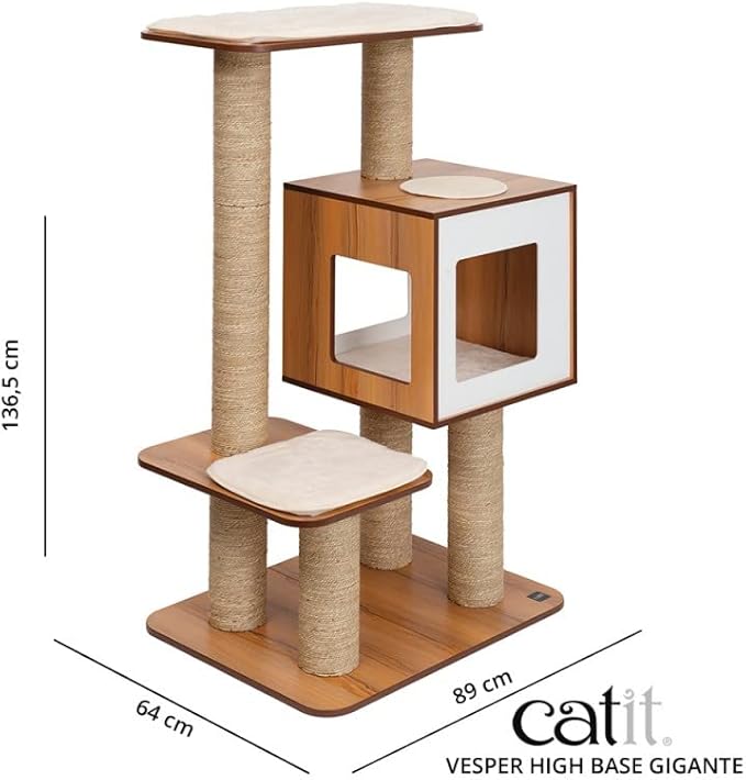 Catit Vesper High Base Giant Cat Tree, Cat Furniture, Walnut