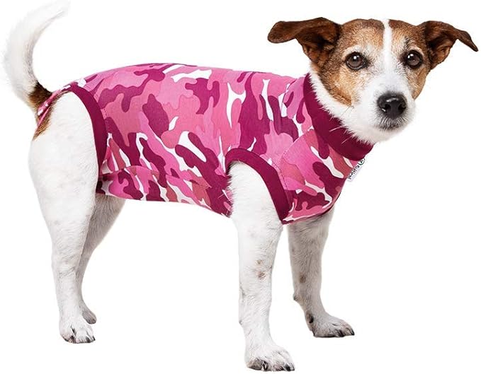 Suitical Recovery Suit for Dogs | Spay and Neutering Dog Surgery Recovery Suit for Male or Female | Soft Fabric for Skin Conditions | S | Neck to Tail 16.9”- 20.1” | Pink Camouflage