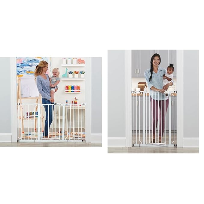 Regalo 56-Inch Extra WideSpan Walk Through Baby Gate, includes 4-Inch, 8-Inch and 12-Inch Extension & Easy Step 36" Extra Tall Walk Thru Baby Gate, includes 4-Inch Extension Kit