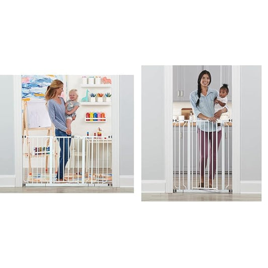 Regalo 56-Inch Extra WideSpan Walk Through Baby Gate, includes 4-Inch, 8-Inch and 12-Inch Extension & Easy Step 36" Extra Tall Walk Thru Baby Gate, includes 4-Inch Extension Kit