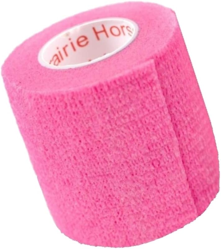 2 Inch Vet Wrap Tape Bulk (Neon Pink) (Pack of 12) Self Adhesive Adherent Adhering Flex Bandage Grip Roll for Dog Cat Pet Horse