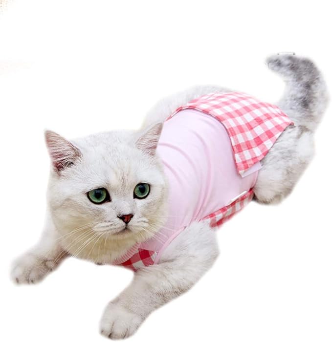 Cat Recovery Suit for Abdominal Wounds or Skin Diseases, Cat Onesie for Cats After Surgery Female Kitten Recovery Suit, Breathable E-Collar Alternative for Cats After Spay Anti Licking Wounds