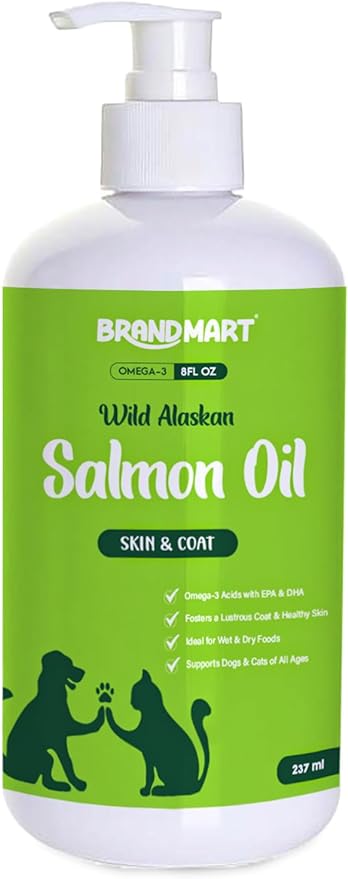 Wild Alaskan Salmon Oil for Dogs & Cats Omega 3 Skin & Coat Support, Liquid Food Supplement for Pets, EPA + DHA Fatty Acids for Joint Function, Immune & Heart Health, Fish Oil Supplements for Dogs