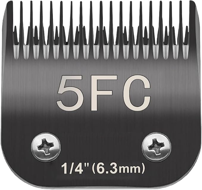 5FC Pet Dog Grooming Detachable Blades, Compatible with Andis Size-5FC Cut Length 1/4"(6.3mm), Most A5,KM Series Clippers,Made of Ceramic Blade (Black)