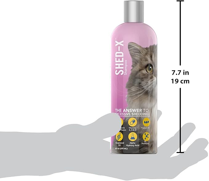 Shed-X Shed Control Shampoo for Cats, 8 oz – Reduce Shedding – Shedding Shampoo Infuses Skin and Coat with Vitamins and Antioxidants to Clean, Release Excess Hair and Exfoliate