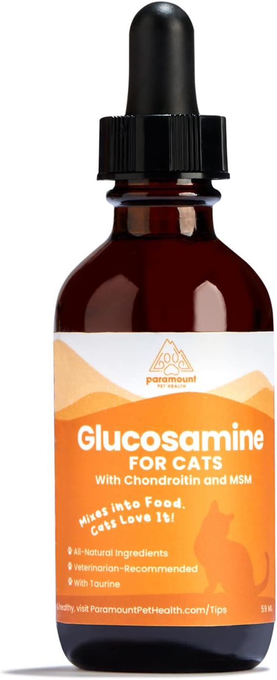 100% Natural Glucosamine for Cats - Msm Arthritis Pain Relief for Cats - Cat Hip and Joint Supplement Liquid - 260mg Glucosamine Chondroitin for Cats