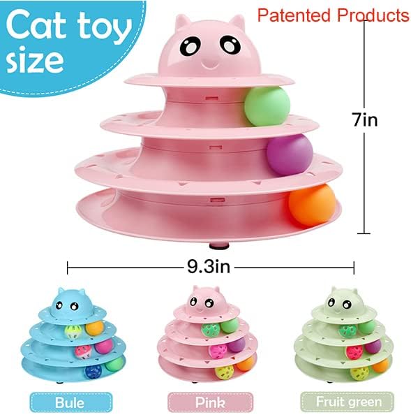 UPSKY 20 PCS Cat Toys, Cat Roller Toy 3-Level Turntable Cat Toys Balls for Indoor Cats, Kitten Toys Set with Cat Teaser Toys, Mice Toys, Spring toys, and Various Ball Toys.