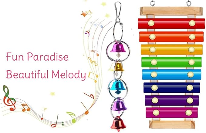 Large Parrot Toy Bird Xylophone Toy Bird Cage Bell Accessories Music Musical Training Toy for Conure Budgie Cockatiel Cockatoos Parakeet Finch Love Birds Canary Macaws Medium Outdoor Wild Bird