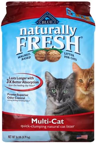 Naturally Fresh Cat Litter - Walnut-Based Quick-Clumping Kitty Litter, Unscented, Multi Cat, 26 lb