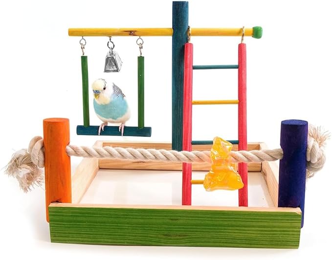 Penn-Plax Bird Life Wooden Playpen – Great for Parakeets, Lovebirds, and Parrotlets – Small