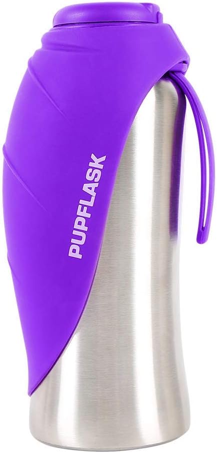 PupFlask Large Dog Water Bottle | 27 or 40 OZ Stainless Steel | Convenient Dog Water Dispenser | Puppy Travel Water Bowl | Portable Pet Water Bottle | Leak Proof Bottle Perfect Size For All Dog Breeds