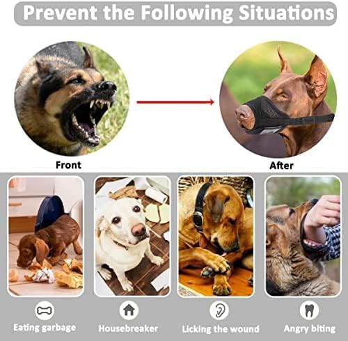 LUCKYPAW Dog Muzzle Anti Biting Barking and Chewing with Comfortable Mesh Soft Fabric and Adjustable Strap, Suitable for Small, Medium and Large Dogs(Pink Trim,S)