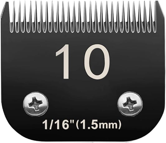 10# Pet Dog Grooming Detachable Blades, Compatible with Andis Size-10# Cut Length 1/16"(1.5mm), Most A5,KM Series Clippers,Made of Ceramic Blade (Black)