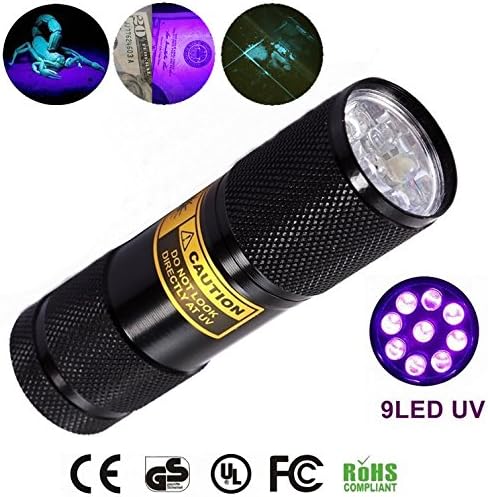 Bright Eyes 2-Pack - Best Black Light - Top UV Pet Urine Stain Detector - Head Lice or Bed Bug Revealer (Aluminum, 9 LED)