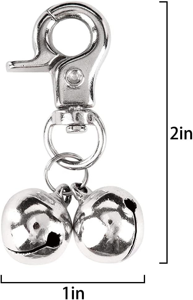 EXPAWLORER 2 Sets Bell Training Charm Pendants Jewelry for Pet Dog Cat Necklace Collar (Silver)