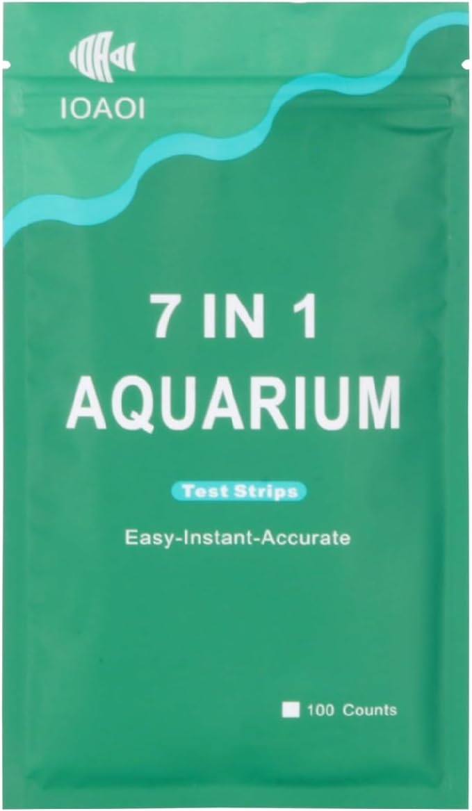 Aquarium Test Strips for Freshwater and Saltwater, 100 Pcs of 7 in 1 Test Strips, pH, Alkalinity, Nitrite, Nitrate, Chlorine, Carbonate, Hardness
